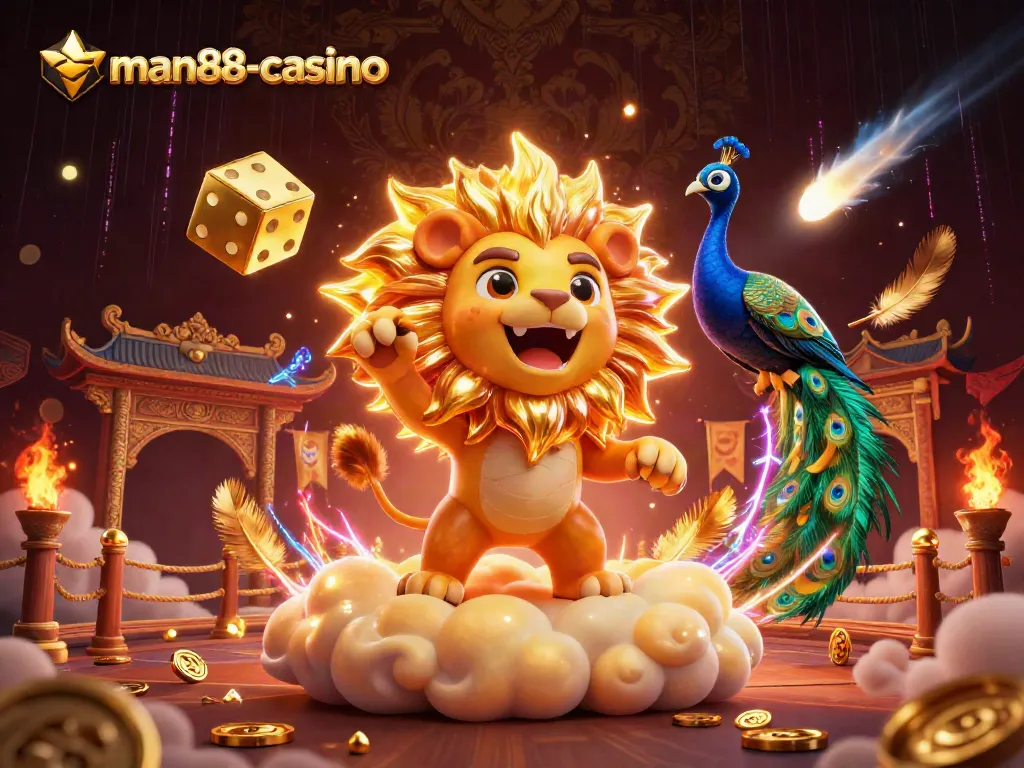 Experience thrilling gaming adventures at man88-casino with vibrant characters and dynamic casino elements.