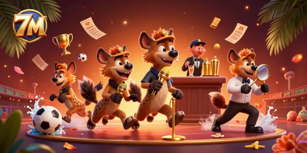7M sports betting hyenas engage in lively casino action with dynamic betting elements.