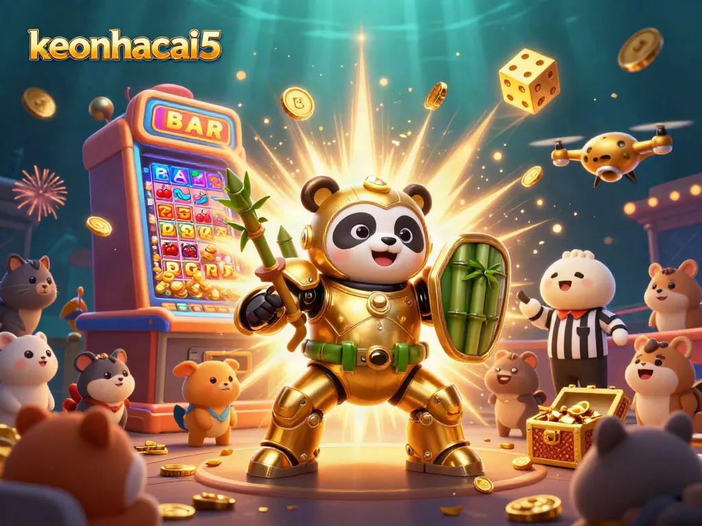 Engage with keonhacai5 in this dynamic casino scene showcasing action-packed gambling elements.