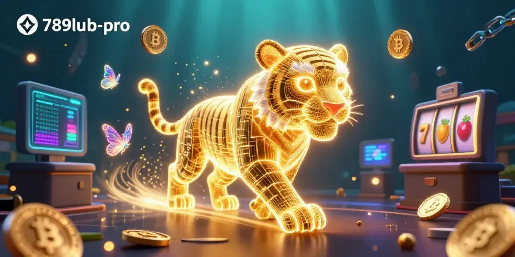 Experience thrilling gameplay with the vibrant 789lub-pro casino illustration showcasing neon tigers and cryptocurrency.