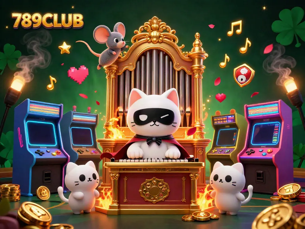 Engage with thrilling games at 789CLUB, featuring an ornate casino scene with playful characters and vibrant elements.