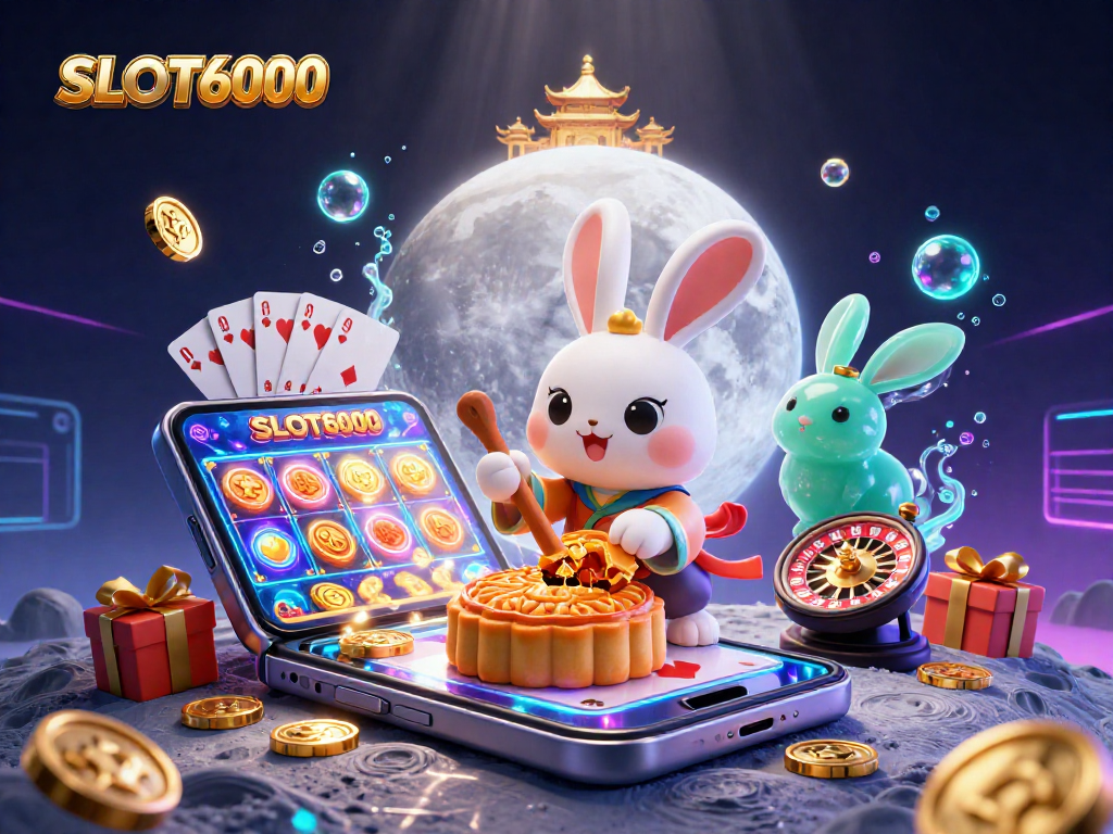 SLOT6000 offers players a vibrant 3D casino world with colorful slot games and lunar-themed treasures.
