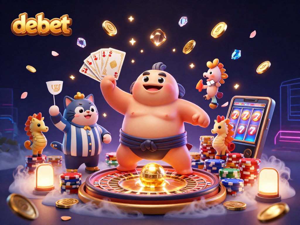 Engage in the exciting debet casino scene featuring dynamic characters and vibrant gaming elements.