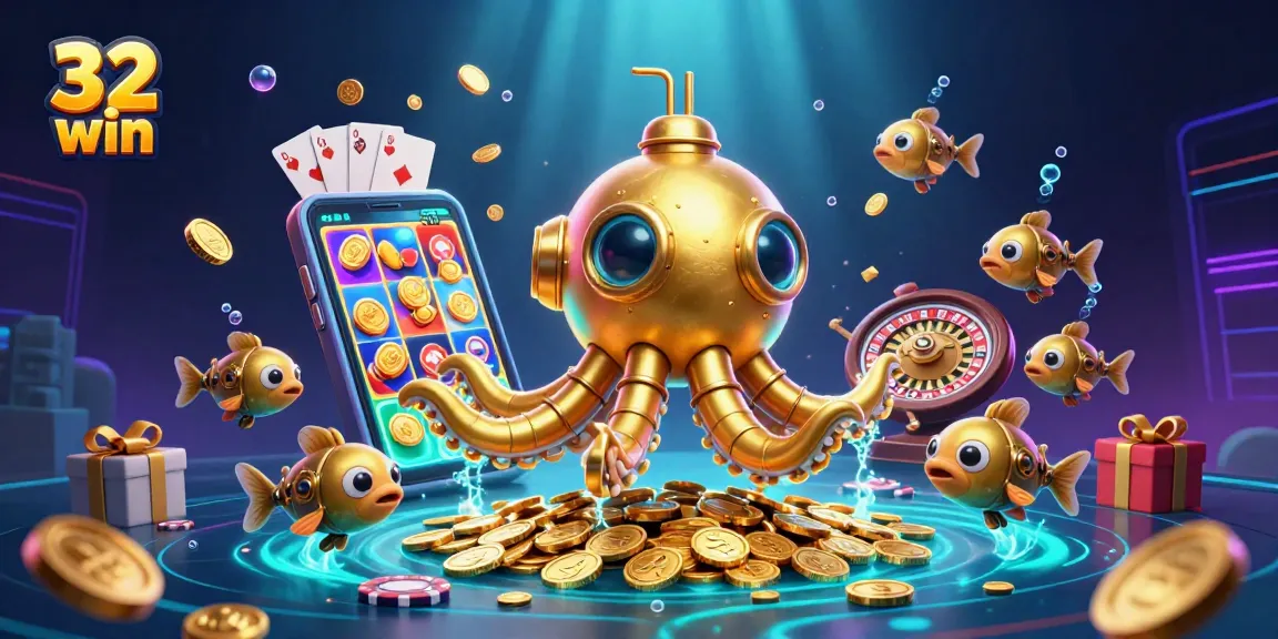 Experience thrilling wins with 32 win in an immersive casino scene filled with gold coins and excitement.