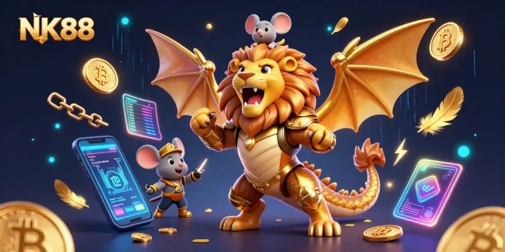 Bet big with NK88 at the center of an exciting casino adventure filled with vibrant gaming elements.