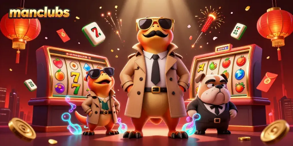 Three raptors in a trench coat attempting to sneak into a VIP casino lounge, showcasing manclubs.