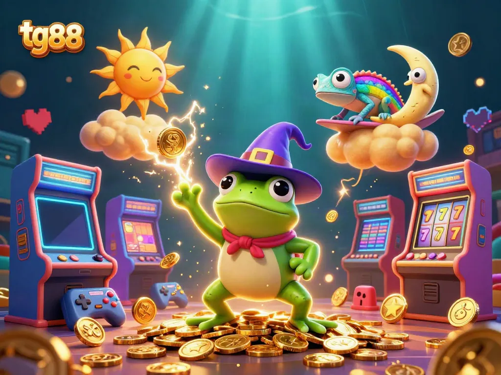 Experience the thrilling world of tg 88 with our vibrant 3D gaming illustration featuring dynamic characters and exciting casino elements.