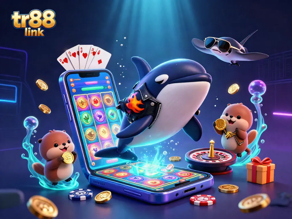 Discover thrilling game action with tr88 link, showcasing characters enjoying exciting casino games.