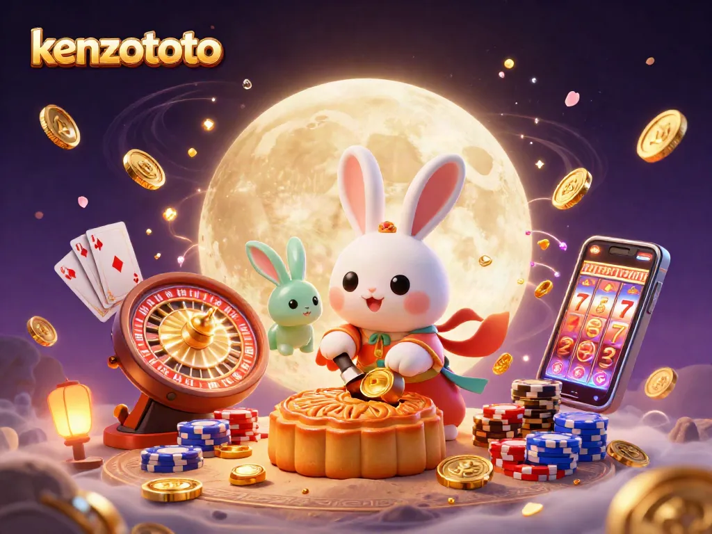 Experience kenzototo's gaming excitement with vibrant casino elements and enchanting moon motifs.