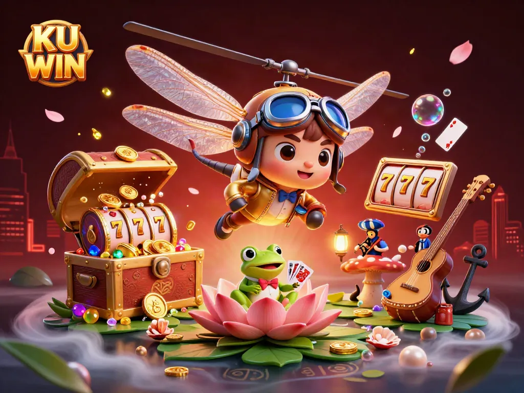 Engage in thrilling gameplay at KU WIN with dynamic 3D casino scenes and vibrant characters.