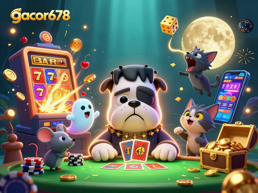 Experience the thrill of gacor678 with a vibrant casino scene featuring engaging characters.
