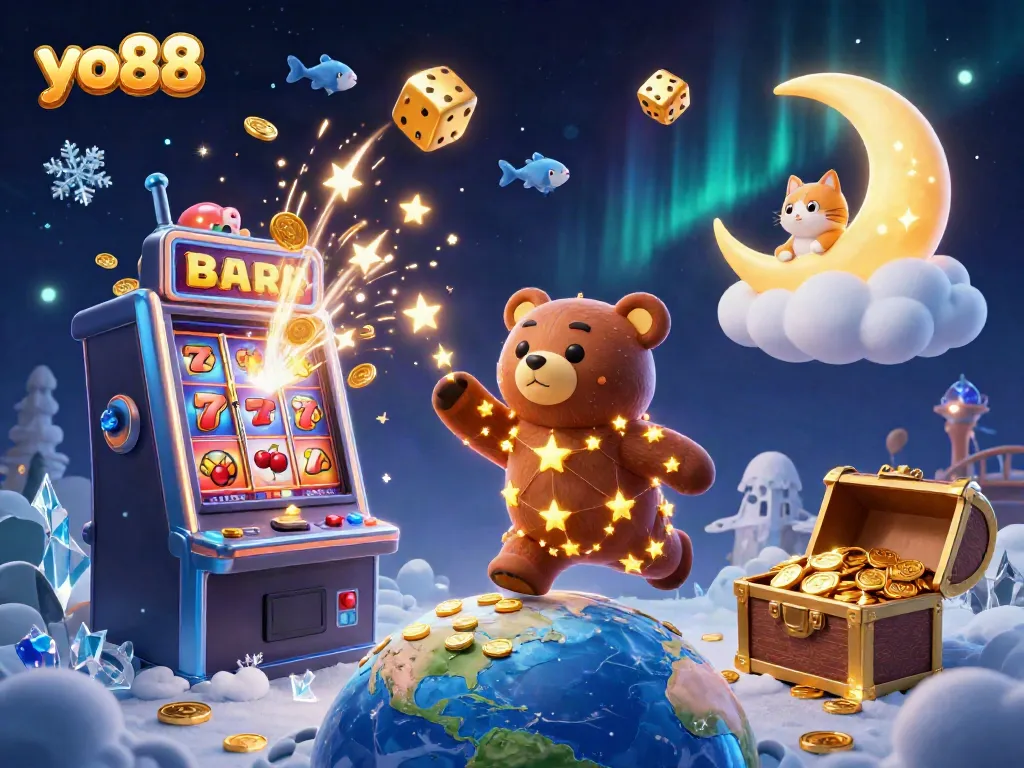 Experience the thrilling world of yo88 with a 3D constellation bear and exciting casino games.