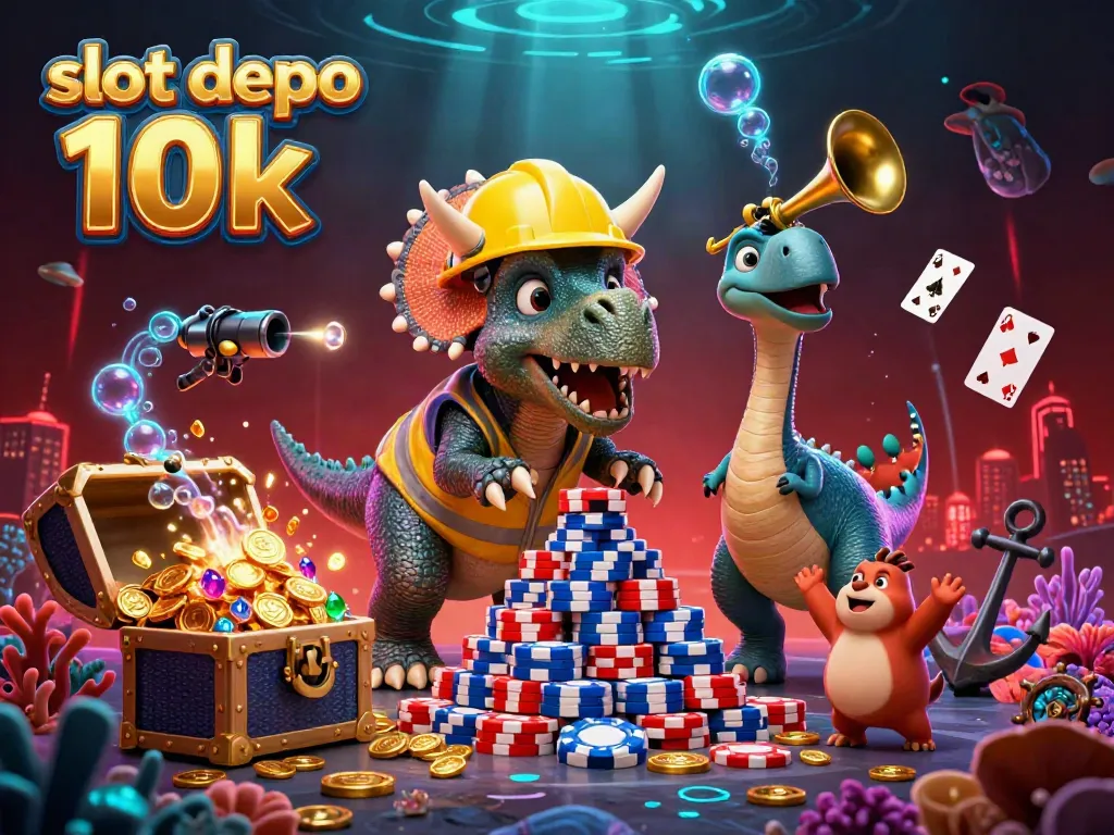 Experience excitement with slot depo 10k in a vibrant 3D casino illustration.
