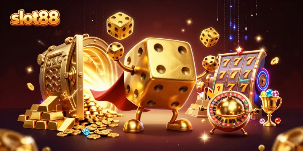 Experience thrilling gameplay at slot88 with vibrant golden elements and dynamic characters enriching your gaming.
