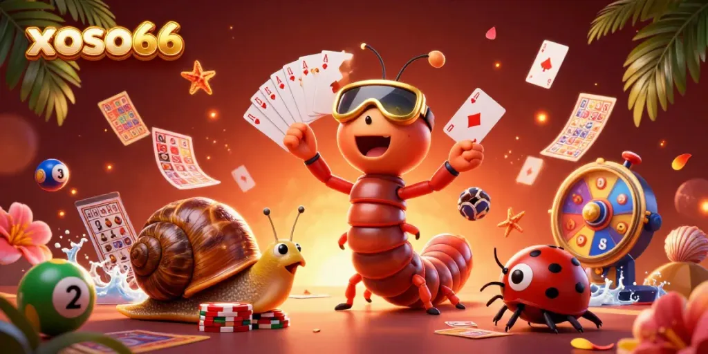Experience winning lottery thrills with xoso66's vibrant characters and action-packed elements.