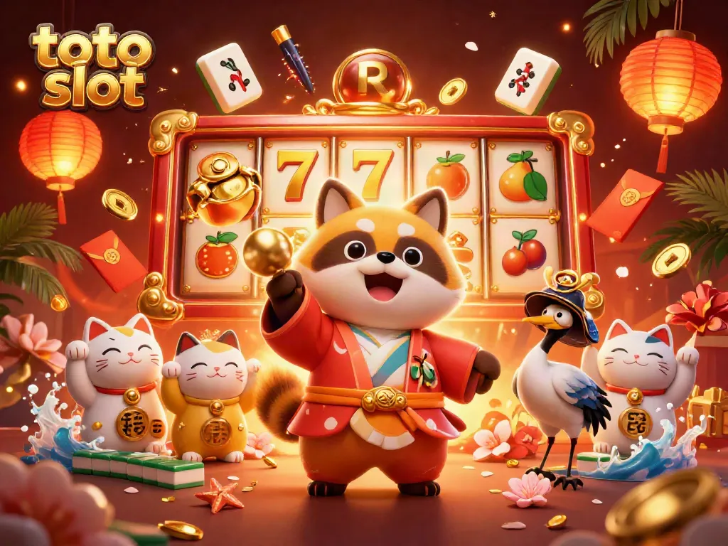 Experience the excitement of toto slot with vibrant characters and enchanting casino elements in this 3D illustration.